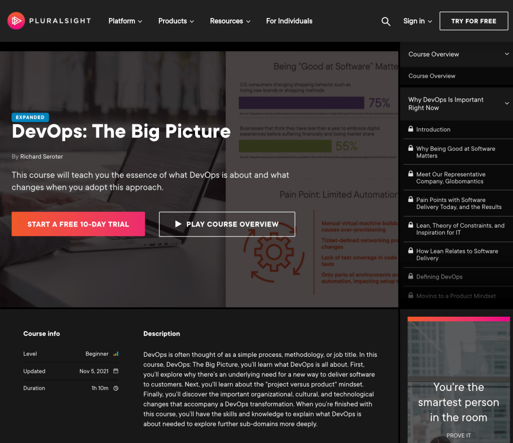 My updated Pluralsight course—DevOps: The Big Picture—is now&nbsp;available